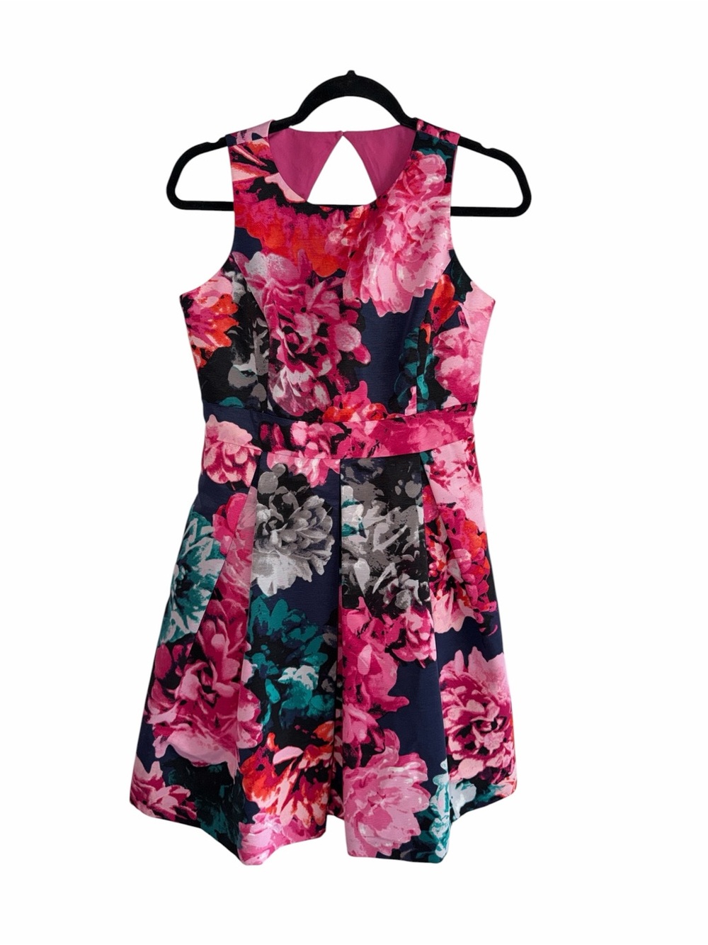 Eliza J Navy Sleeveless Floral Cut-out Back Fit-and-Flare Dress size 6P NWT - Picture 2 of 9